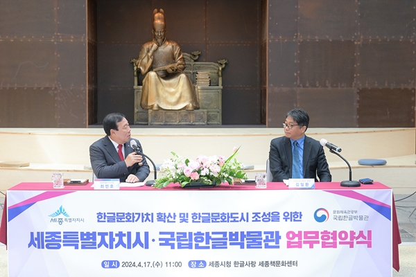 ▲ Sejong City-National Hangeul Museum Agreement